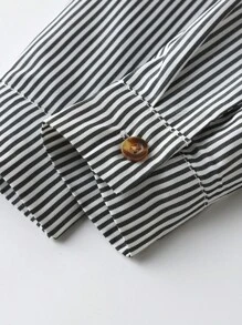 SHEIN Young Boy Striped Bow Front Shirt & Pinafore Pants Set Chic Outfits For Autumn/Winter - Multicolor - View 5