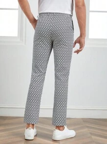 Manfinity VCAY Men Allover Print Slant Pocket Suit Pants - Black and White - View 2