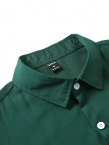 Manfinity Homme Men Solid Shirt & Drawstring Waist Shorts Set Without Tee - Green - View 5