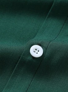 Manfinity Homme Men Solid Shirt & Drawstring Waist Shorts Set Without Tee - Green - View 6