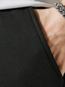 Manfinity Hypemode 男士山和字母圖案腰部抽繩衛褲 - 黑色 - 查看 6