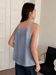 DAZY 女士纯色休闲商务吊带背心 - 霧霾藍 - 查看 2