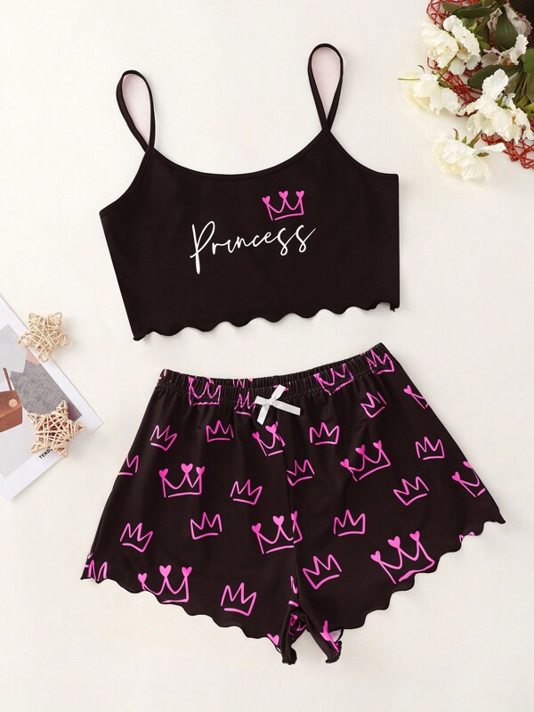 Set de pijama/set de pijama cu coroană și litere
