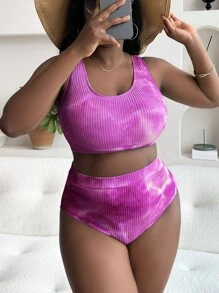Slaydiva Summer Beach Ensemble De Bikini Taille Haute Tie Dye De Grande Taille