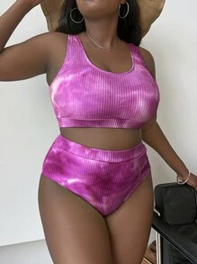 Slaydiva Summer Beach Ensemble De Bikini Taille Haute Tie Dye De Grande Taille