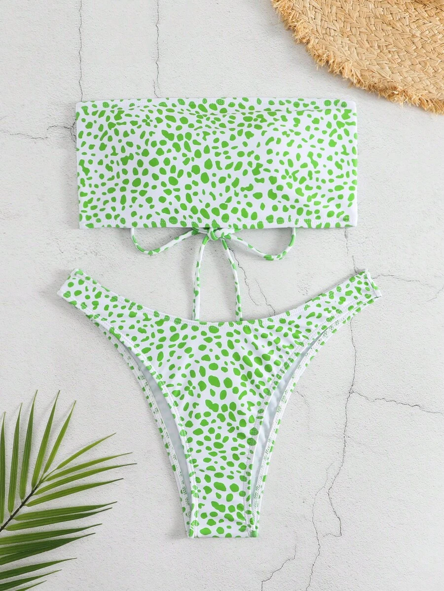 In ấn Áo tắm Bikini Bandana - màu xanh lá - Xem 1