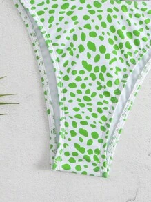 斑點印花抹胸比基尼泳裝 - 綠色 - 查看 3
