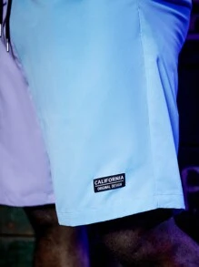 EASEVO Men Plus Letter Patched Detail Drawstring Waist Shorts - Multicolor - View 3