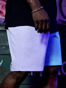 EASEVO Men Plus Letter Patched Detail Drawstring Waist Shorts - Multicolor - View 5