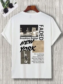 Manfinity Homme 男士標語圖案T恤 - 白色 - 查看 3