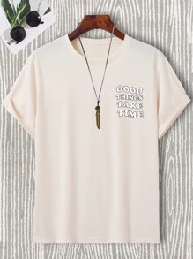 Manfinity EMRG Nam Đồ họa hoa & khẩu hiệu Áo thun - Màu be - Xem 2