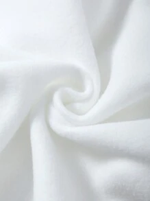 SHEIN EZwear 加大码字母图案袋鼠口袋抽绳保暖卫衣 - 白色 - 查看 5
