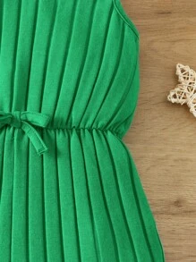 SHEIN Baby Girl Bow Front Ribbed Knit Romper