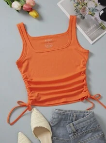 INAWLY Top tank crop con cordón lateral - Naranja - Ver 1
