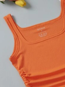 INAWLY Top tank crop con cordón lateral - Naranja - Ver 6