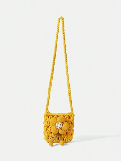 SHEIN MOD Mini Flower Decor Crochet Bag Vacation No-Closure