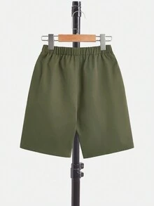 SHEIN Bộ hai mảnh Trai Nút Đắp vá Túi Lá thư Giải trí - Màu xanh bụi bặm - Xem 8