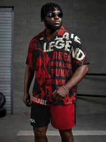 Manfinity RebelGame Nam Plus Đồ họa Hình và Chữ Áo sơ mi - Nhiều màu - Xem 4