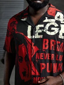 Manfinity RebelGame Nam Plus Đồ họa Hình và Chữ Áo sơ mi - Nhiều màu - Xem 7