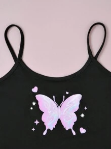 Girls' (big) Butterfly Pattern Printed Homewear Set - Black - View 6