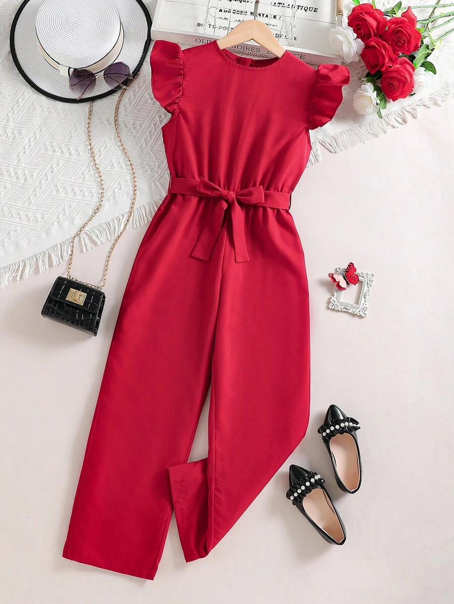 Áo liền quần Gái Xù màu trơn Dễ thương - Màu Đỏ Sâu - Xem 1