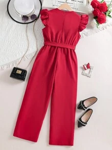 Áo liền quần Gái Xù màu trơn Dễ thương - Màu Đỏ Sâu - Xem 2