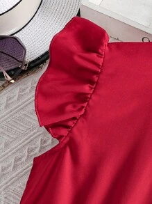 Áo liền quần Gái Xù màu trơn Dễ thương - Màu Đỏ Sâu - Xem 3