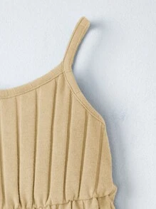 SHEIN 嬰兒素色吊帶連體短褲 - 杏色 - 查看 4