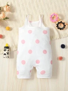 Baby Girl Cow & Slogan Graphic Cami Jumpsuit - Pink - View 2