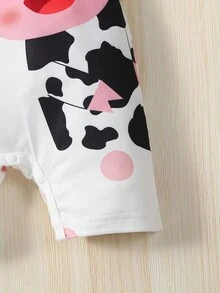 Baby Girl Cow & Slogan Graphic Cami Jumpsuit - Pink - View 4