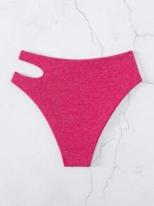 金屬亮絲鏤空泳衣下裝 - 玫紅色 - 查看 2