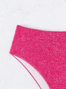 金屬亮絲鏤空泳衣下裝 - 玫紅色 - 查看 5