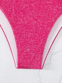 金屬亮絲鏤空泳衣下裝 - 玫紅色 - 查看 6