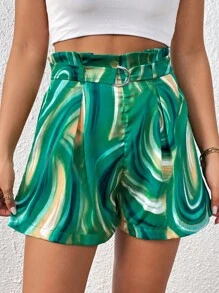 SHEIN Privé In Toàn bộ Nếp gấp cao eo Quần Short có thắt lưng - Nhiều màu - Xem 4