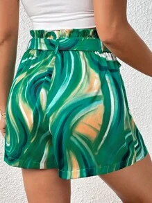 SHEIN Privé In Toàn bộ Nếp gấp cao eo Quần Short có thắt lưng - Nhiều màu - Xem 2