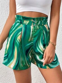 SHEIN Privé In Toàn bộ Nếp gấp cao eo Quần Short có thắt lưng - Nhiều màu - Xem 3