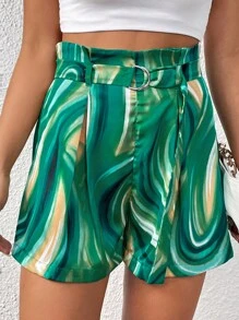 SHEIN Privé In Toàn bộ Nếp gấp cao eo Quần Short có thắt lưng - Nhiều màu - Xem 5