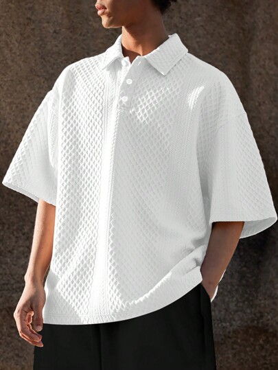 Uomo Camicia polo monocolore spalle cadenti