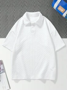 Manfinity Hypemode Men Solid Drop Shoulder Polo Shirt - White - View 2