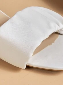 Xăng-đan nữ cao gót có chi tiết xếp nếp, Xăng-đan mule trắng thanh lịch - trắng - Xem 5