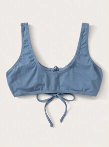 Haut De Bikini Côtelé À Lacets