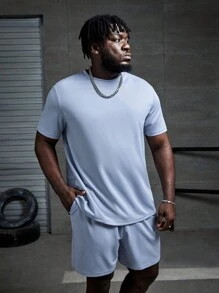 EASEVO Đàn ông cộng Đồ họa Khẩu hiệu Áo thun & quần đùi - Màu xanh nhạt - Xem 3