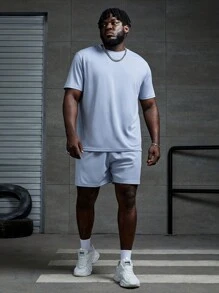 EASEVO Đàn ông cộng Đồ họa Khẩu hiệu Áo thun & quần đùi - Màu xanh nhạt - Xem 4