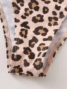 Leopard Bikini Set For Summer With Beach Skirt - Apricot - View 4