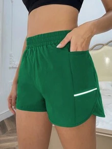 Easithlete Pocket Side Sports Shorts With Phone Pocket - Green - View 1