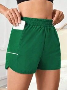 Easithlete Pocket Side Sports Shorts With Phone Pocket - Green - View 3