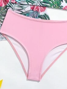 年轻女孩热带印花比基尼套装与和服夏日海滩 - 彩色 - 查看 5