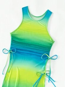 漸層側抽繩比基尼泳裝附罩衫 - 彩色 - 查看 7