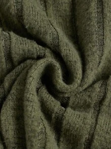 SHEIN EZwear 生菜邊羅紋針織短款T恤 - 軍綠色 - 查看 4