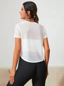 Easithlete 素色弧形下擺運動T恤不附抹胸 - 白色 - 查看 2